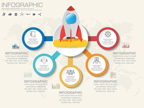 Pasos Elementos Diseño Infográfico Para Negocio Ilustración Vectorial — Archivo Imágenes Vectoriales