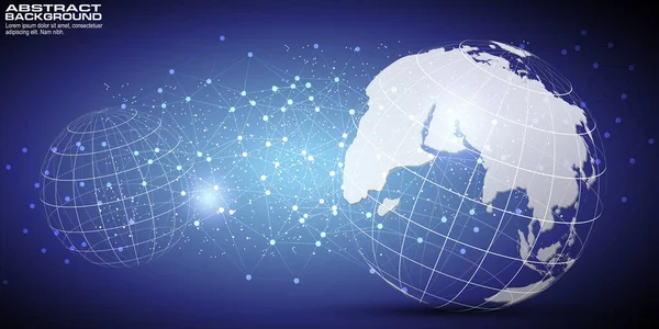 Digitální Pozadí Bodem Světových Map Globální Připojení Síti Koncept Globálního — Stockový vektor