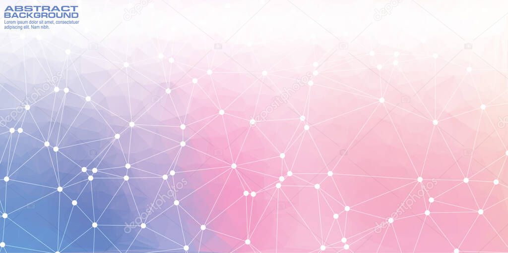 Abstract geometric pink pastel background with triangular polygons, Sweet color low poly design wallpaper.