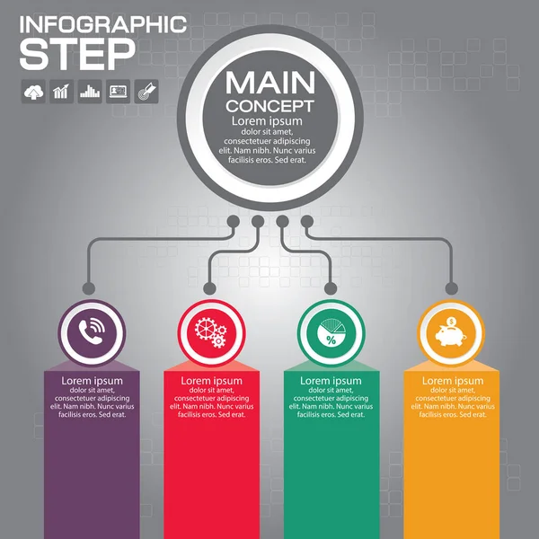 Elementi Progettazione Infografica Passaggi Tua Illustrazione Vettoriale Aziendale — Vettoriale Stock