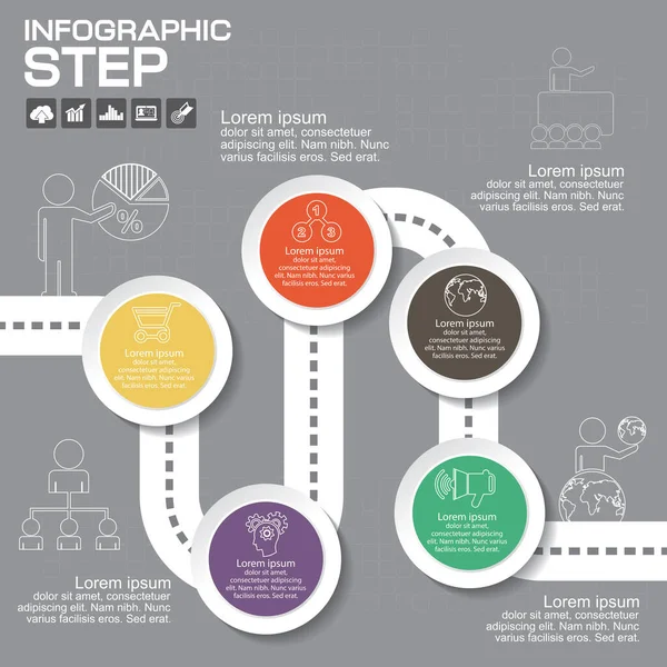 Infographics Business Stair Βήμα Επιτυχία Διάνυσμα Πρότυπο Σχεδιασμού — Διανυσματικό Αρχείο