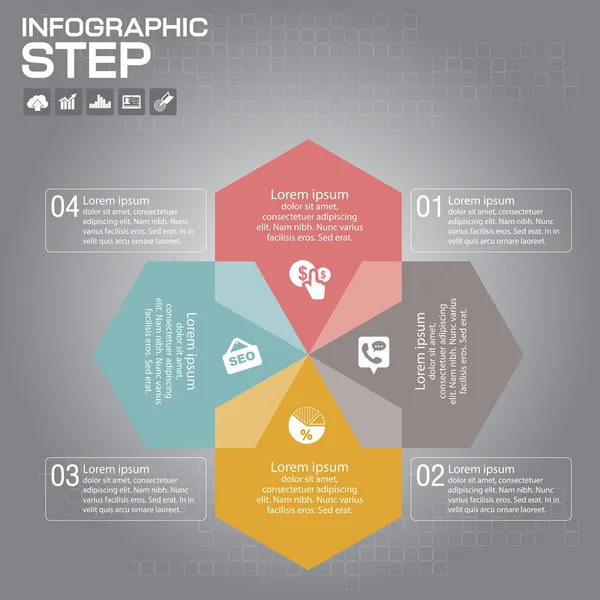 Infográficos Passo Passo Elemento Abstrato Universal Gráfico Gráfico Diagrama Com — Vetor de Stock