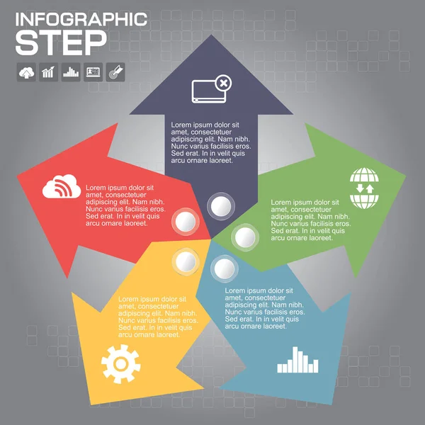 Passos Elementos Design Infográfico Para Sua Ilustração Vetor Negócios — Vetor de Stock