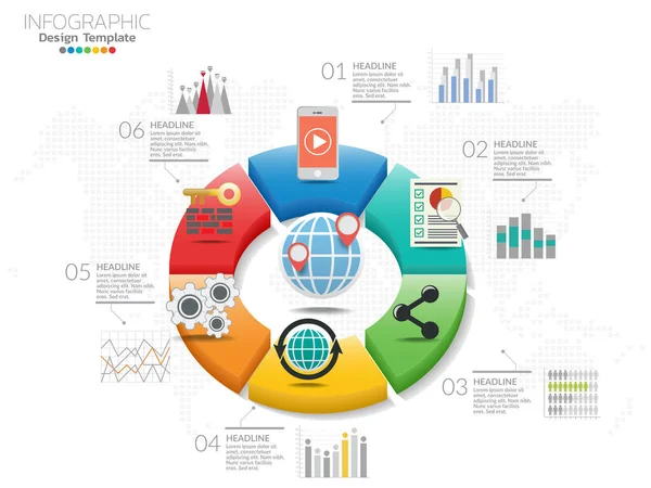 Modelo Infográfico Com Passos Opções Fluxo Trabalho Diagrama Processo Ilustração — Vetor de Stock