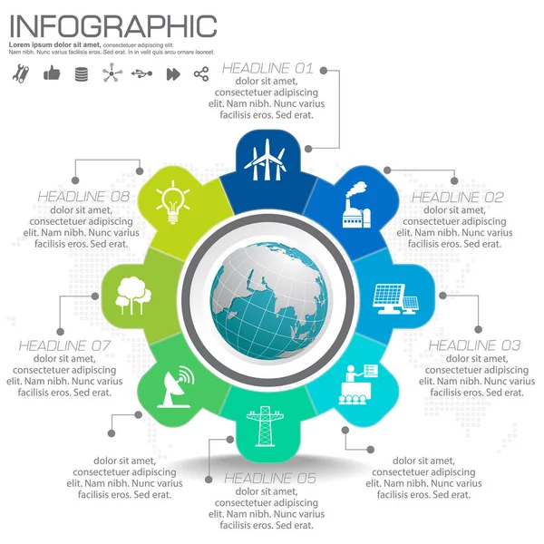 Globo Terra Com Ilustração Vetorial Infográfica Pode Ser Usado Como — Vetor de Stock