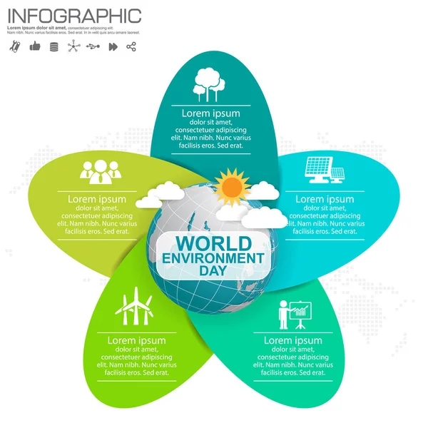 Ziemski Kula Infografika Wektor Ilustracja Móc Używać Jako Ulotka Sztandar — Wektor stockowy