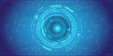 Çeşitli teknoloji elementleriyle soyut teknolojik arka plan kavramı.