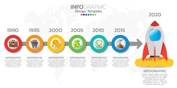 Временная Инфографика Шаблон Стрелками Flowchart Workflow Процесс Инфографики Векторные Eps10 — стоковый вектор