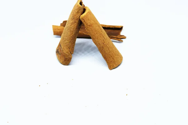 Fragrant Cinnamon Sticks Isolated White Background Shadow — Stock Photo, Image