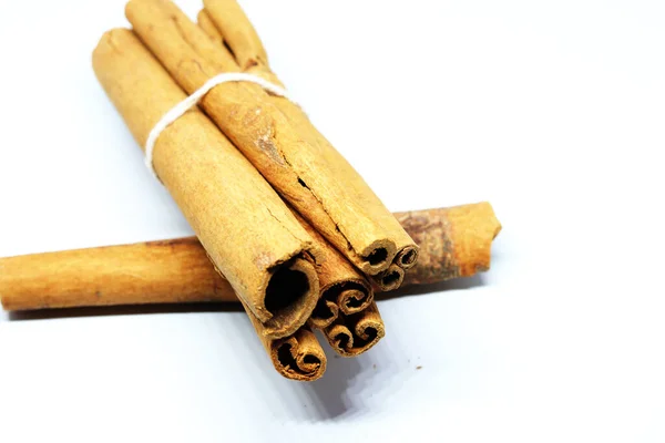 Fragrant Cinnamon Sticks Isolated White Background Shadow — Stock Photo, Image