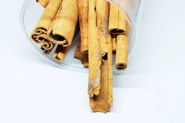 Fragrant Cinnamon Sticks Isolated White Background Shadow — Stock Photo, Image