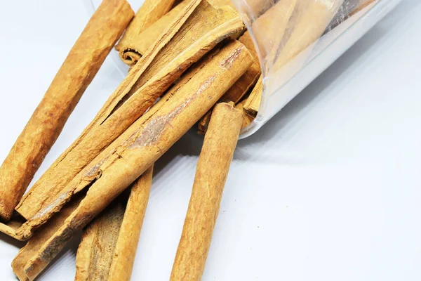 Fragrant Cinnamon Sticks Isolated White Background Shadow — Stock Photo, Image