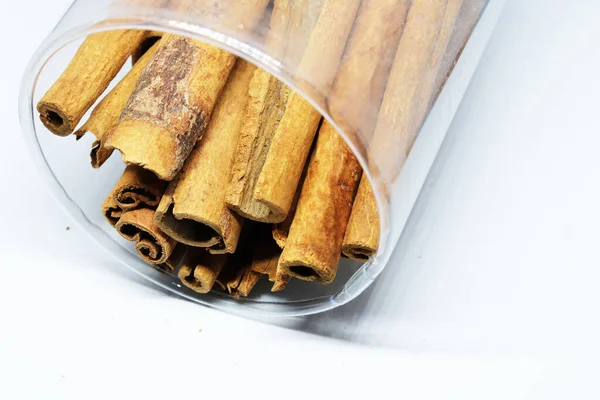 Fragrant Cinnamon Sticks Isolated White Background Shadow — Stock Photo, Image