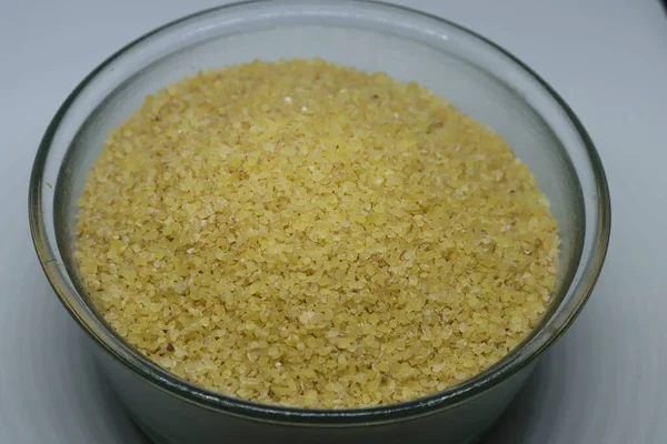 Raw Semolina Flour Rava Powder Isolated White Background — Stock Photo, Image