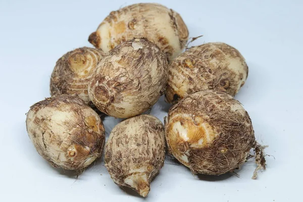 Taro Vagy Colocasia Esculenta Izolált Fehér Alapon — Stock Fotó