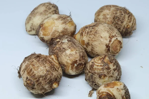 Zole Edilmiş Beyaz Arkaplan Üzerine Taro Veya Colocasia Esculenta — Stok fotoğraf