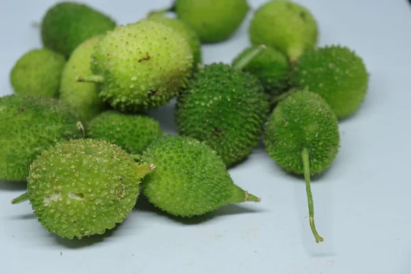 Warna Hijau Segar Labu Berduri Atau Sayuran Labu Teasel Dengan — Stok Foto