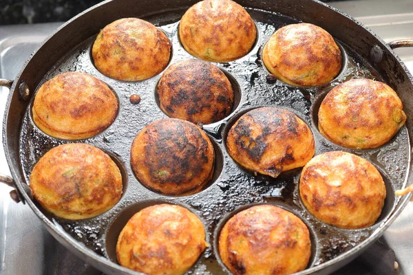 Indian Snack Gunta Ponganalu Відомий Рецепт Закуски Теланґані — стокове фото