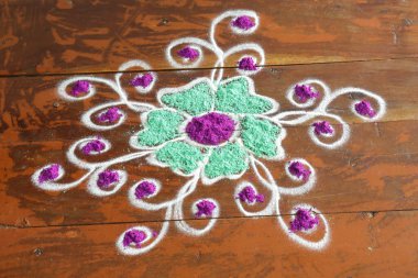 Rangoli, Hindistan 'ın güneyinde Sankranthi, Pongal sırasında.