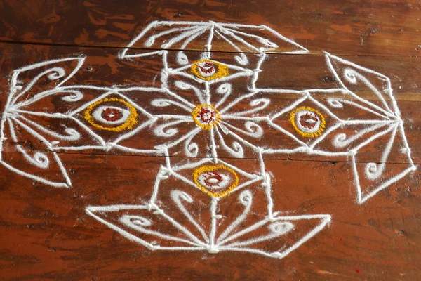 Rangoli India Principalmente Parte Sur India Durante Sankranthi Pongal —  Fotos de Stock