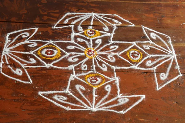 Rangoli India Principalmente Parte Meridionale Dell India Durante Sankranthi Pongal — Foto Stock