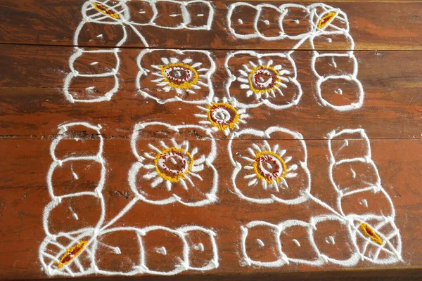 Rangoli Στην Ινδία Κυρίως Στο Νότιο Τμήμα Της Ινδίας Κατά — Φωτογραφία Αρχείου