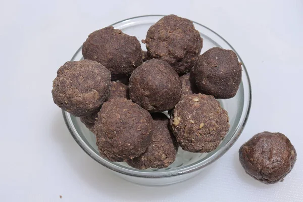 Nachni Laddu Atau Ragi Laddoo Atau Bola Dibuat Menggunakan Millet — Stok Foto