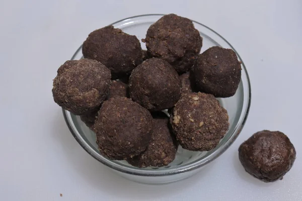 Nachni Laddu Atau Ragi Laddoo Atau Bola Dibuat Menggunakan Millet — Stok Foto