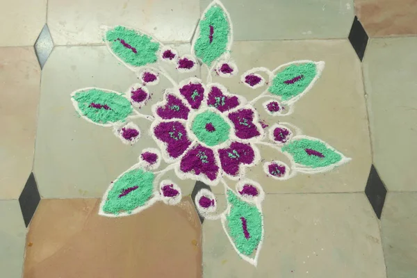 Rangoli Indien Främst Södra Delen Indien Sankranthi Pongal — Stockfoto