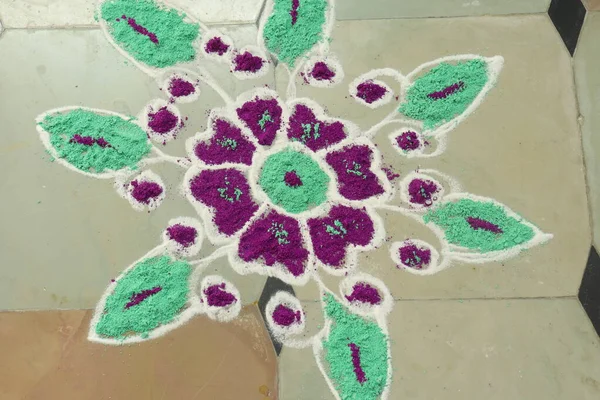 Rangoli India Principalmente Parte Sur India Durante Sankranthi Pongal —  Fotos de Stock