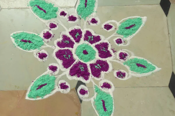 Rangoli India Principalmente Parte Sur India Durante Sankranthi Pongal — Foto de Stock