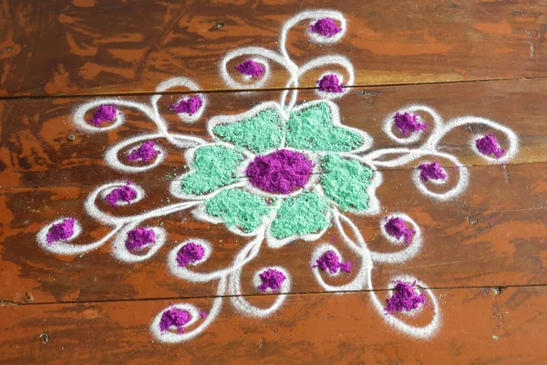 Rangoli India Principalmente Parte Meridionale Dell India Durante Sankranthi Pongal — Foto Stock