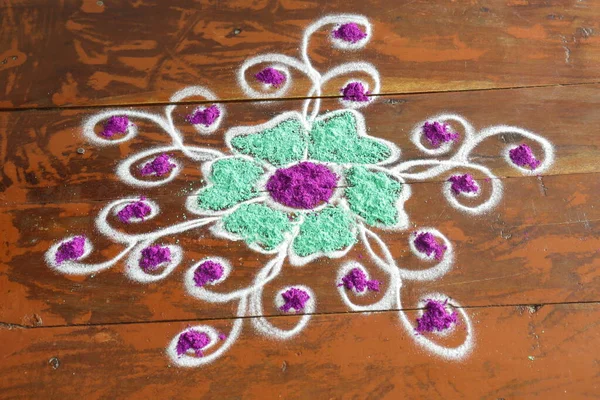 Rangoli Índia Principalmente Parte Sul Índia Durante Sankranthi Pongal — Fotografia de Stock