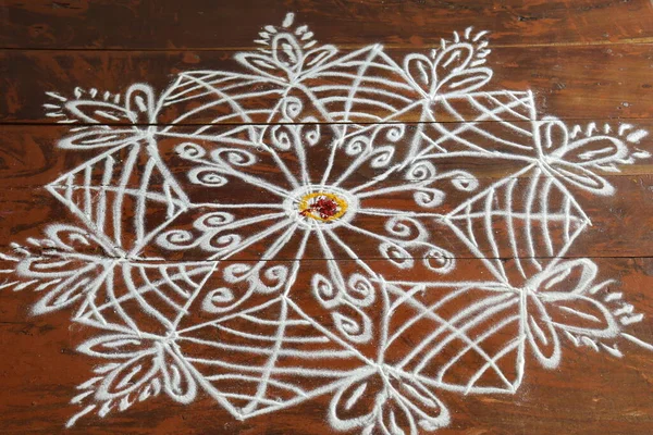 Rangoli Indien Främst Södra Delen Indien Sankranthi Pongal — Stockfoto