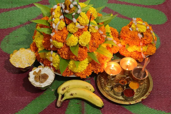 Colorful Flowers Stacked Create Bathukamma Specific Hindu God Worshiped South — Stock Photo, Image