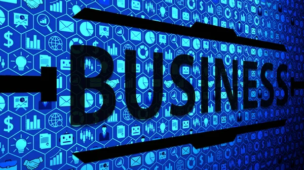 Business Technology Big Picture Background Composed Icons Set Blue Light — Stock Photo, Image