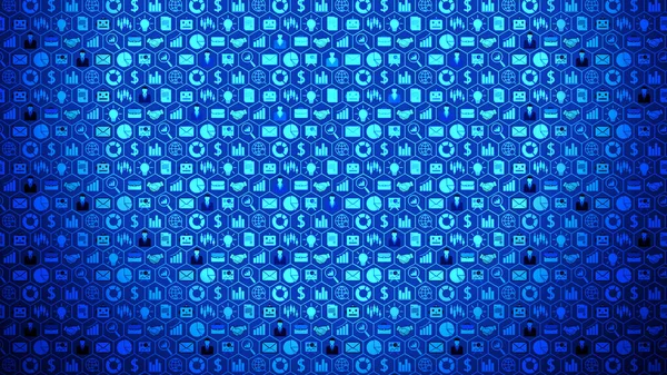 8K Business and Technology Big Picture Panel Background Composed of Icons Set with Blue Light ver.1