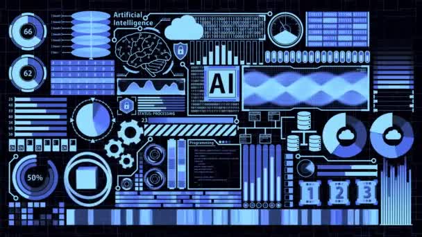 Futuristic Mendetail Hud Termasuk Digital Brain Cloud Computing Database Coding — Stok Video