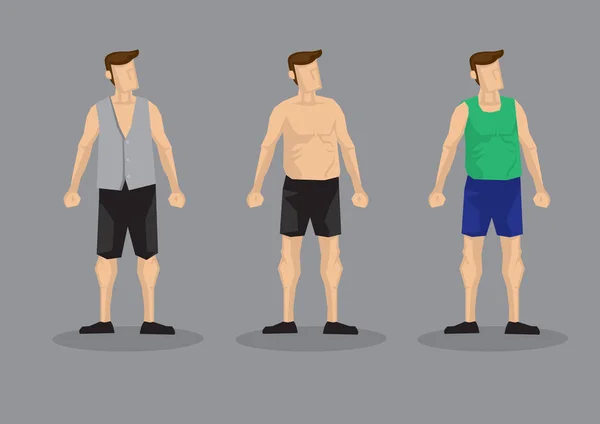 Hommes Portant Mode Décontractée Avec Des Shorts Des Hauts Différents — Image vectorielle