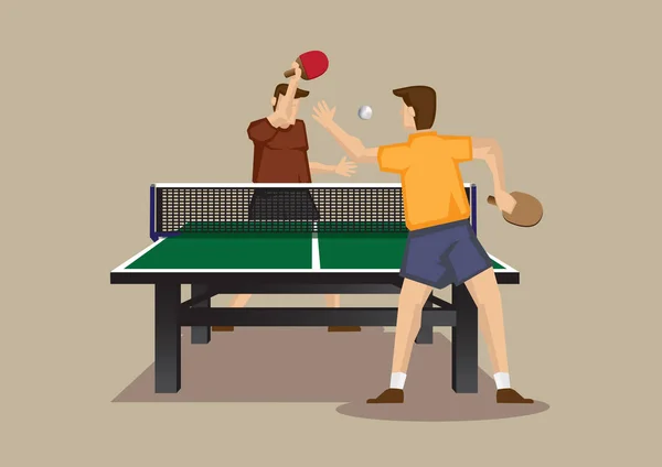 Cartoon Vectorillustratie Van Ping Pong Spelers Smashing Ping Pong Ball — Stockvector