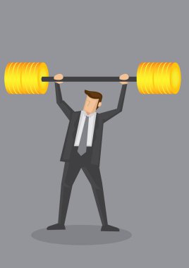 İş yürütme powerlifting halter altın tampon plakaları yuvarlak yüzey-in yaptım. Vektör çizim iş finansal gücü ve mali sağlık metafor için.