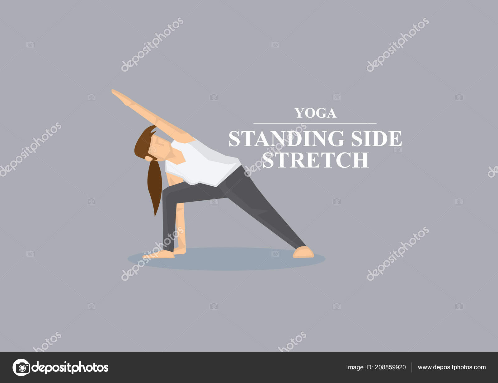 Sporty Women Doing Side Stretch One Hand Floor Yoga Standing Stock Vector  by ©hofred 208859920