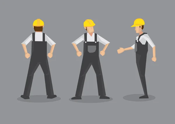 Vector Illustration Tradesman Construction Industry Full Body Front Profile Back — Stock Vector