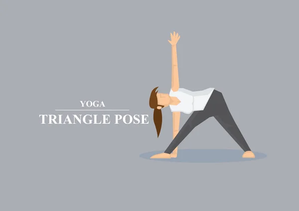 Ilustración Vectorial Mujeres Deportivas Hacer Estiramiento Lateral Postura Triángulo Yoga — Vector de stock