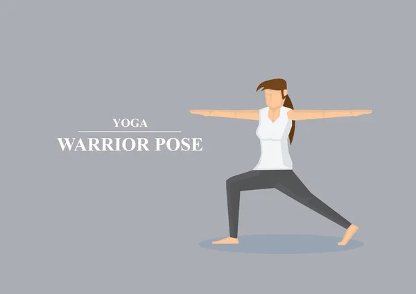 Vectorillustratie Van Sportieve Vrouwen Yoga Warrior Pose Met Beide Armen — Stockvector