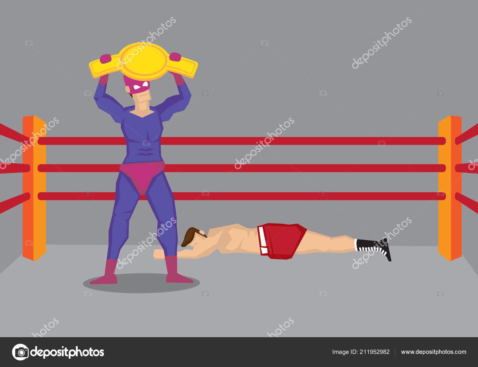 Desenhos Animados Ilustração Vetorial Lutador Vestido Com Fantasia  Segurando Cinto Vetor de ©hofred 211952982, image size:1600x1231