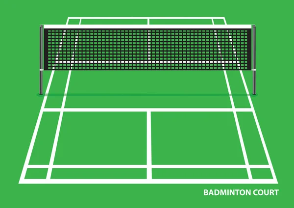 Векторная Иллюстрация Пустой Бадминтонной Площадки Сеткой Посередине — стоковый вектор