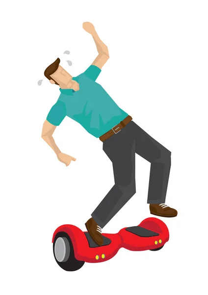 Illustration Man Falling Two Wheeled Hover Board Concept Accident Risk — Stock Vector