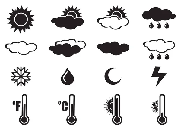 自然の要素と天気と気象のアイコンが白い背景で隔離のためのオブジェクトのベクトル イラストのセット — ストックベクタ