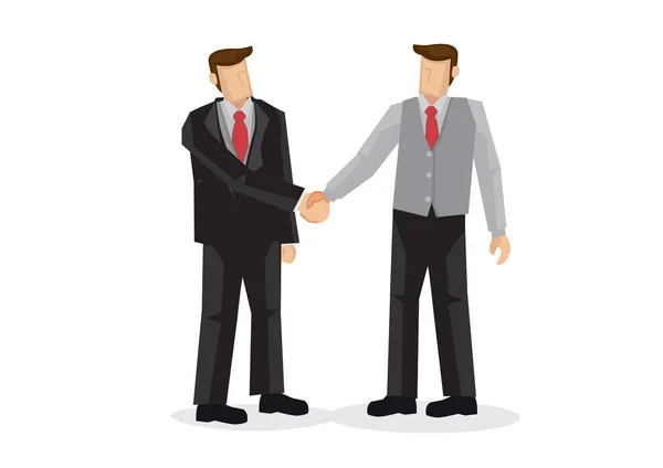 ビジネスマンは握手をする ビジネス コラボレーション チームワーク コミュニケーションまたはパートナーシップの交渉の概念 分離ベクトル図 — ストックベクタ